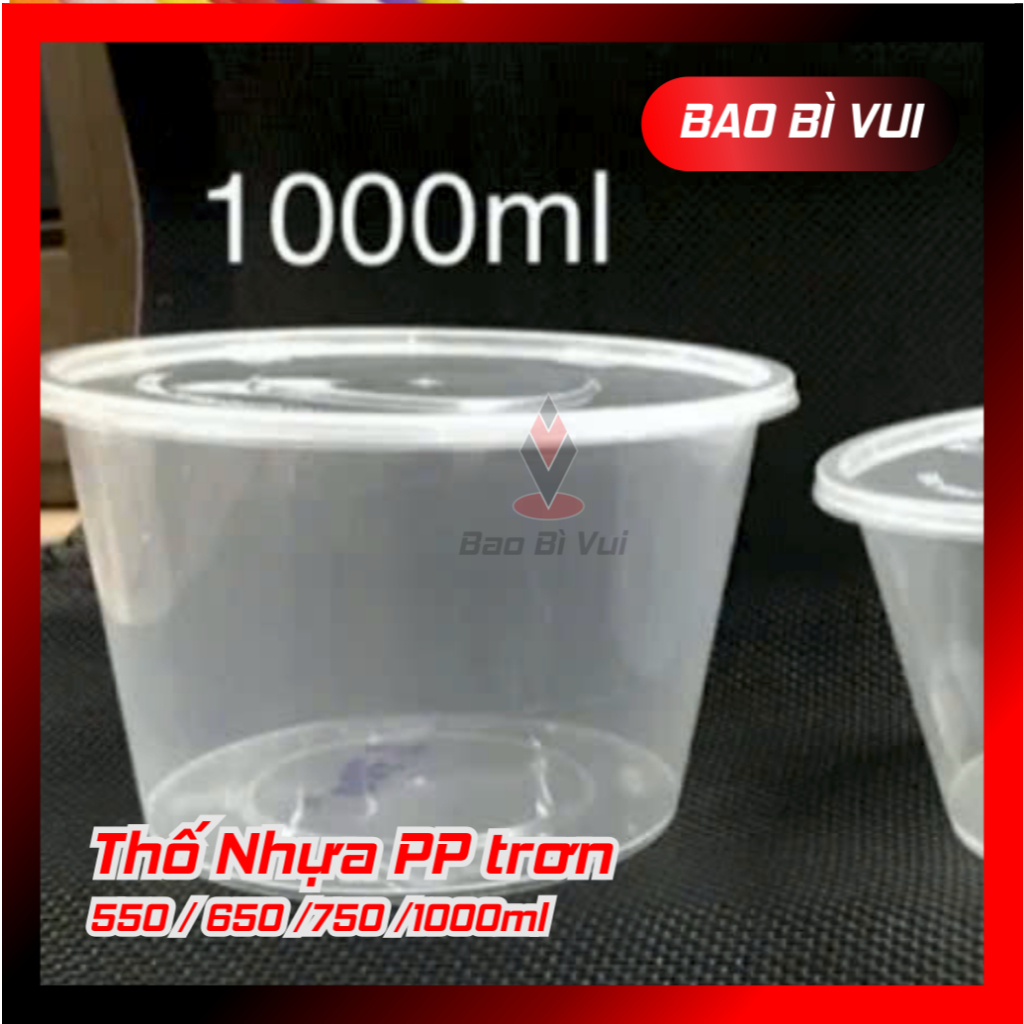 [ COMBO 5 LỐC =50 CÁI ] Thố nhựa tròn 350 ml - 550 ml - 750 ml - 1000 ml - BAO BÌ VUI