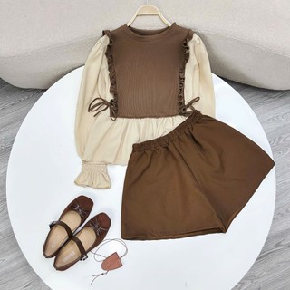 Set Bigsize Nữ Sơ Mi Dáng Baby Doll Bèo Xinh Ngọt Ngào Phối Quần Đùi Lưng Chun Co Giãn SET922 (SM40+Q500)