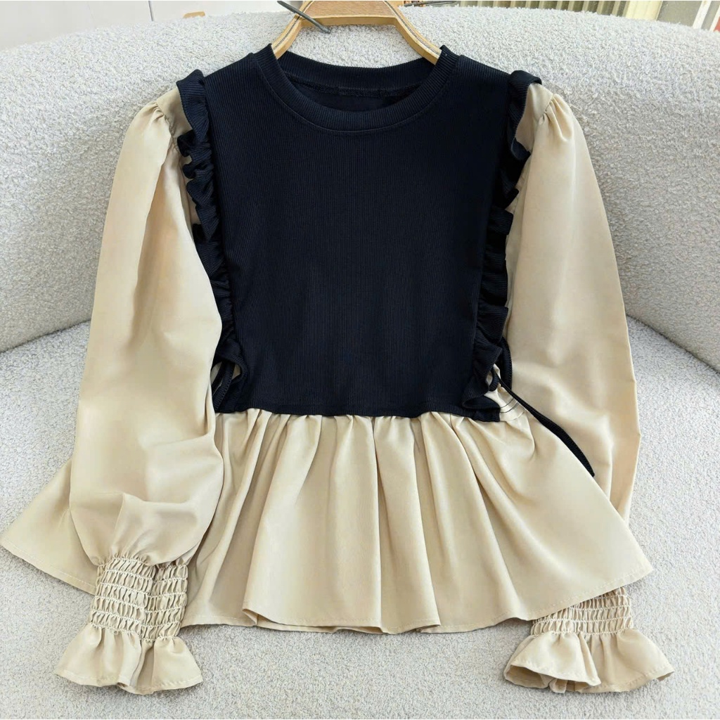 Set Sơ Mi Tiểu Thư Bigsize Nữ – Baby Doll Phối Bèo Xinh Ngọt Ngào + Quần Thoải Mái SM40+Q500