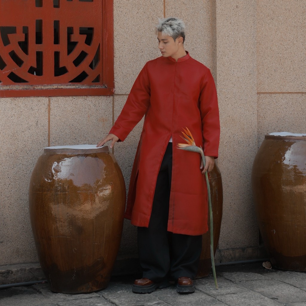 Áo Dài Đông Quân Cách Tân 2 lớp dáng suông form unisex - Áo dài tết cao cấp , trẻ trung, thanh lịch GIDI (không kèm Quân