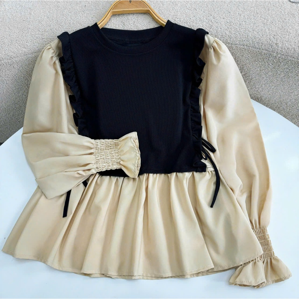 Set Sơ Mi Tiểu Thư Bigsize Nữ – Baby Doll Phối Bèo Xinh Ngọt Ngào + Quần Thoải Mái SM40+Q500