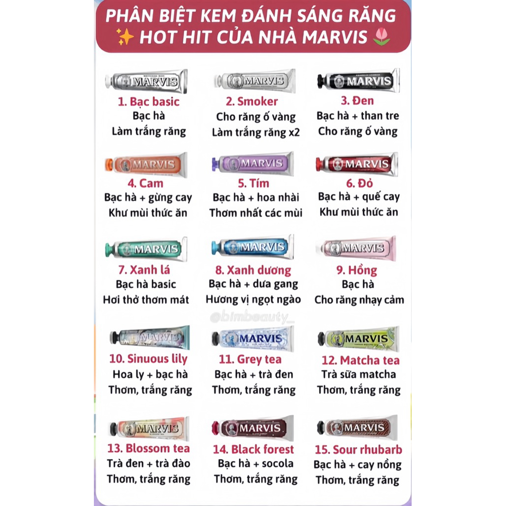 { Hàng công ty } Kem đánh răng Marvis siêu trắng răng thơm miệng