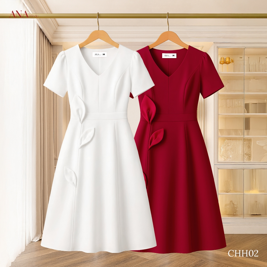 Đầm Chữ A Đính Hoa Trung Niên ANA Mode Chất Liệu Cotton Lạnh Cao Cấp Đi Chơi Quà Tặng Mẹ DM25CHH02