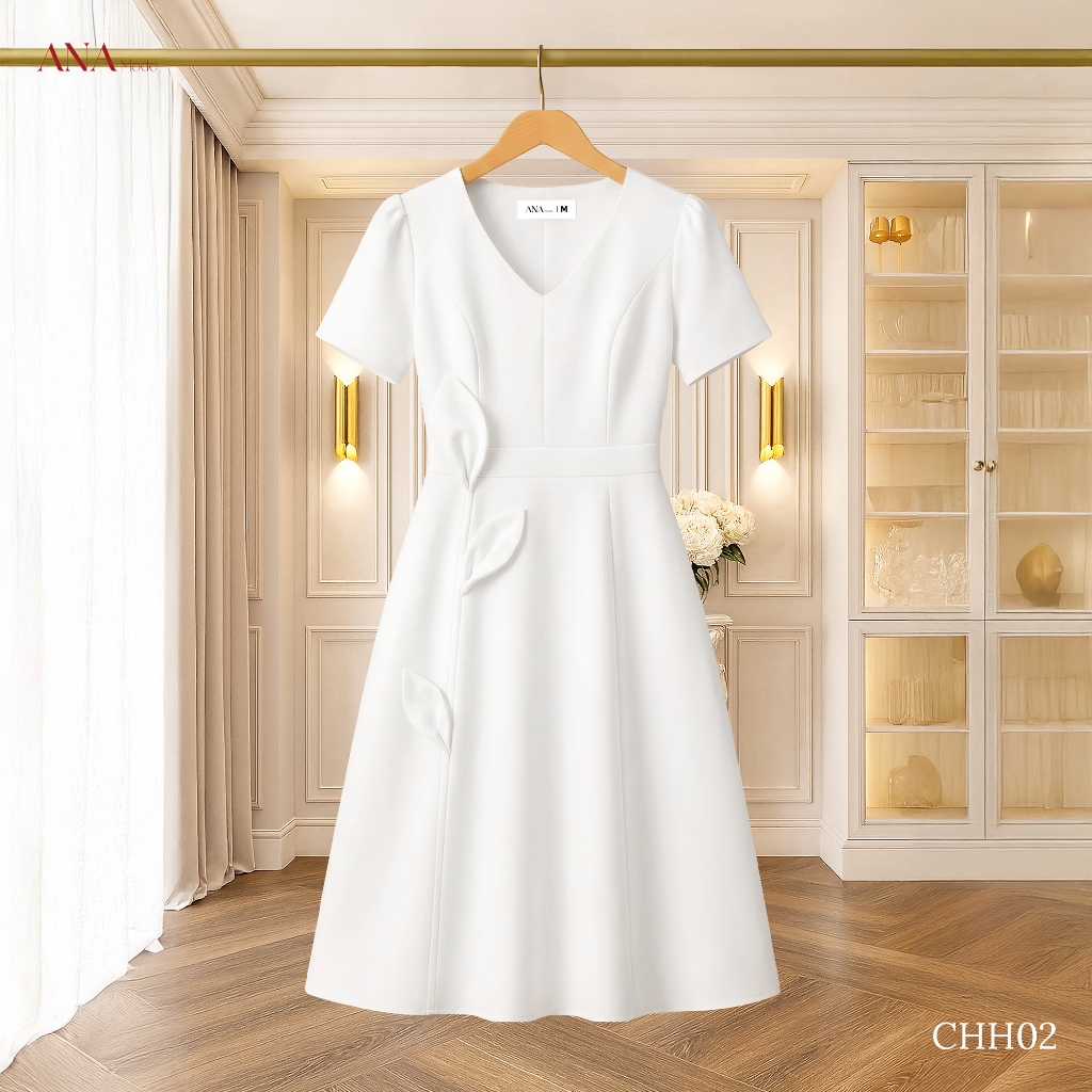 Đầm Chữ A Đính Hoa Trung Niên ANA Mode Chất Liệu Cotton Lạnh Cao Cấp Đi Chơi Quà Tặng Mẹ DM25CHH02