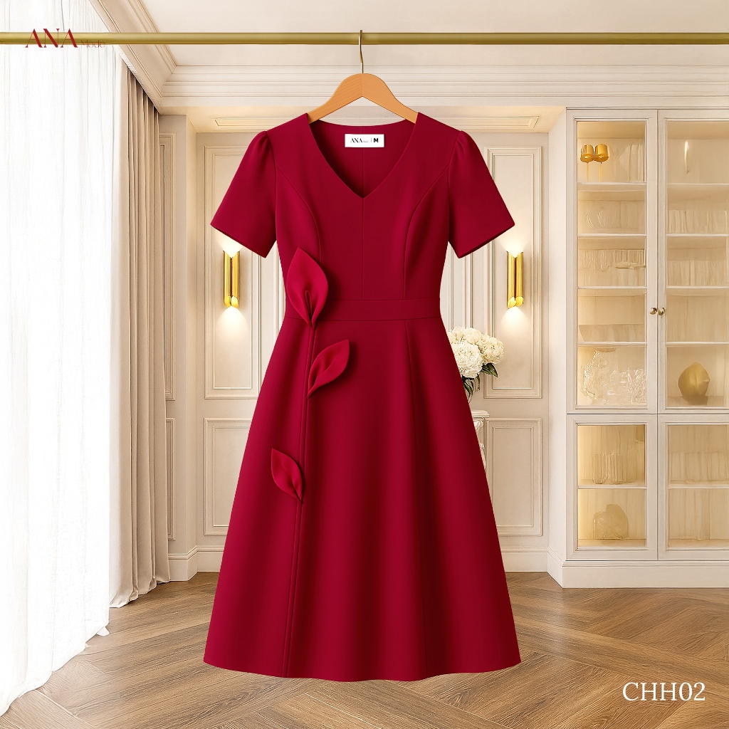 Đầm Chữ A Đính Hoa Trung Niên ANA Mode Chất Liệu Cotton Lạnh Cao Cấp Đi Chơi Quà Tặng Mẹ DM25CHH02