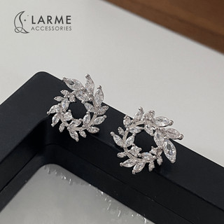 Khuyên tai nữ bông tai nguyệt quế đính đá phong cách tiểu thư Larme Accesories -KT0243