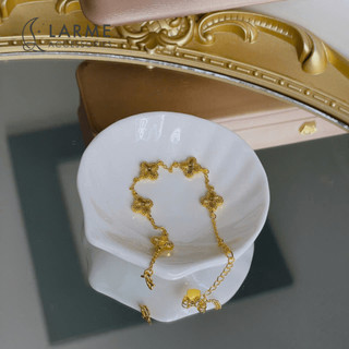Vòng tay nữ lắc tay cỏ 4 lá vàng hoạ tiết mini nhỏ nhắn phong cách tiểu thư Larme accessories -VT0186