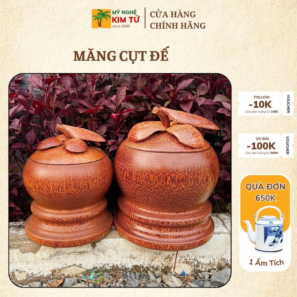 [ TẶNG ẤM 500ML - 1200ML - 1500ML ] Bình Ủ Ấm Trà Gỗ Dừa Mẫu MĂNG CỤT CÓ ĐẾ, Giữ Nhiệt Cao Cấp, Trang Trí Bàn & Quà Tặng