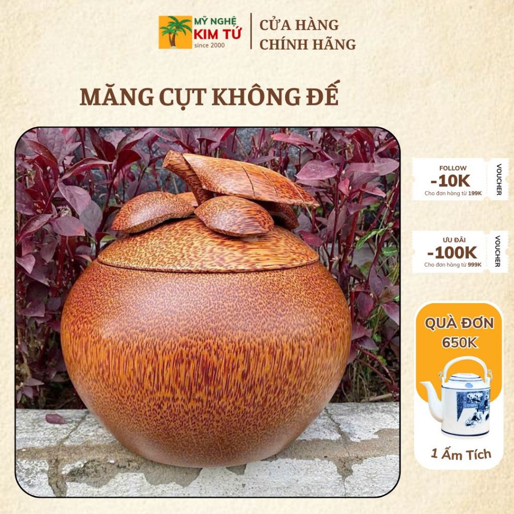 [ TẶNG ẤM 500ML - 1200ML ] Bình Ủ Ấm Trà Gỗ Dừa Mẫu MĂNG CỤT KHÔNG ĐẾ Giữ Nhiệt Cao Cấp, Trang Trí Quà Tặng Sang Trọng
