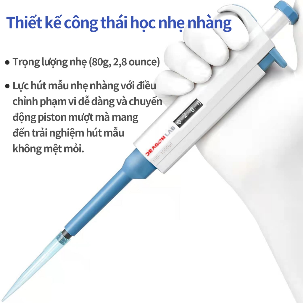 MaiWieel Pipet Định Lượng Chính Xác Cao 10–1000µl Pipet Phòng Thí Nghiệm Chuyên Dụng đầu pipet