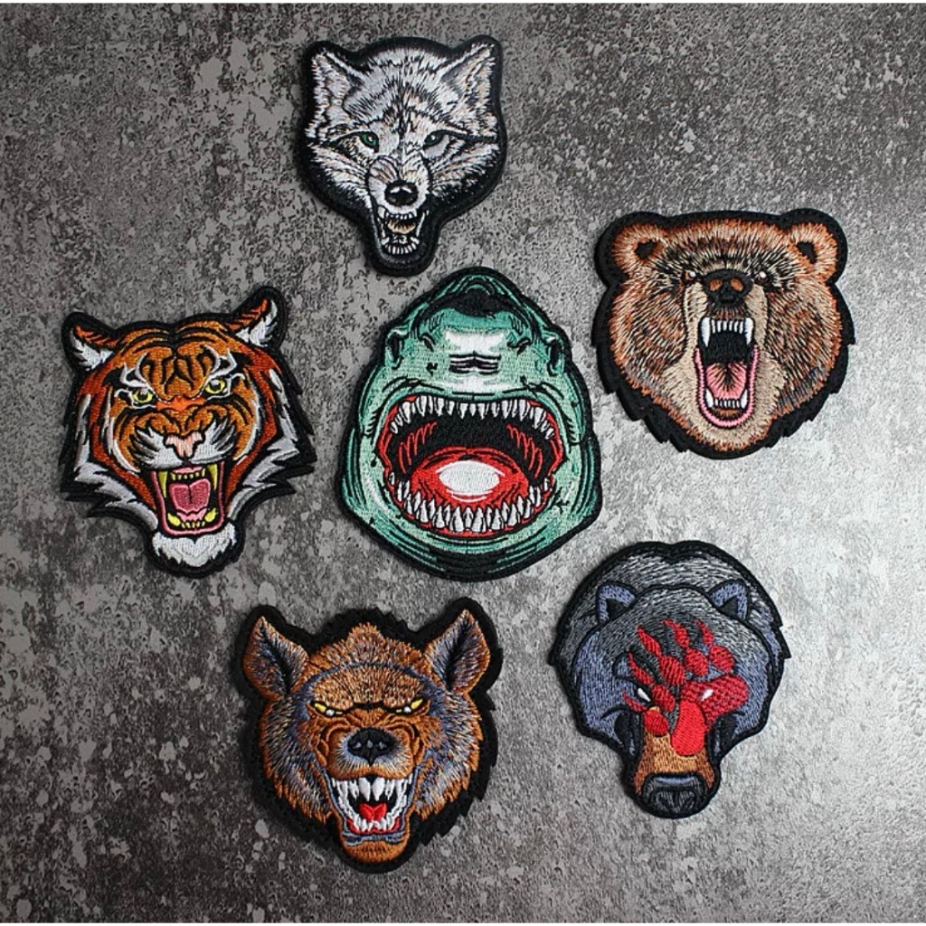 Patch vải velcro đầu thú dán ba lô, nón , quần áo , túi xách