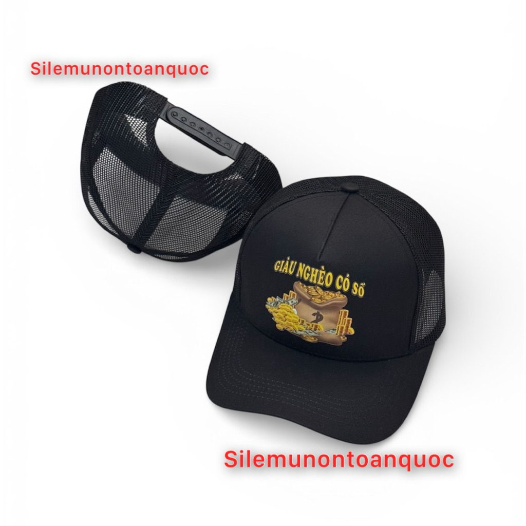 Mũ lưỡi trai in giàu nghèo có số - Nón kết from cứng phối lưới siêu đẹp
