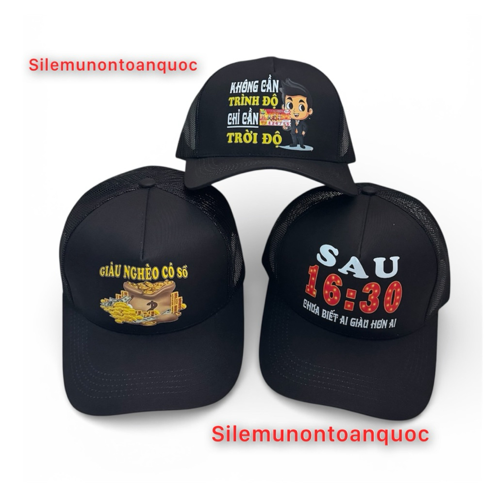 Mũ lưỡi trai in giàu nghèo có số - Nón kết from cứng phối lưới siêu đẹp