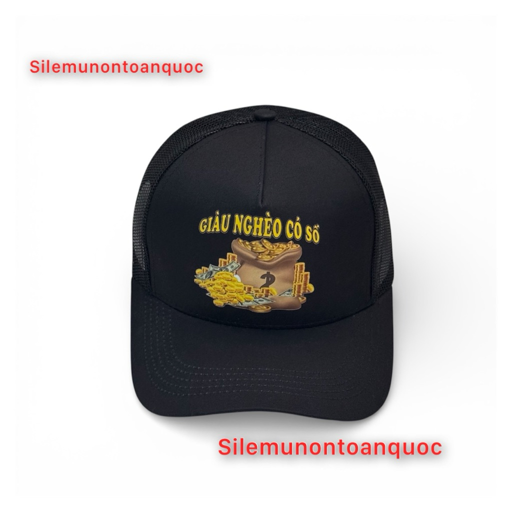 Mũ lưỡi trai in giàu nghèo có số - Nón kết from cứng phối lưới siêu đẹp