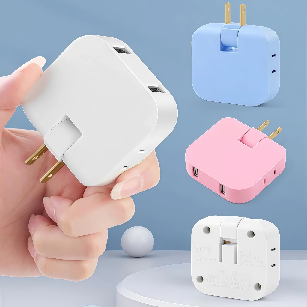Ổ cắm chia điện 2500W nhỏ gọn xoay 180 độ 3 cổng chân tròn và màu trắng