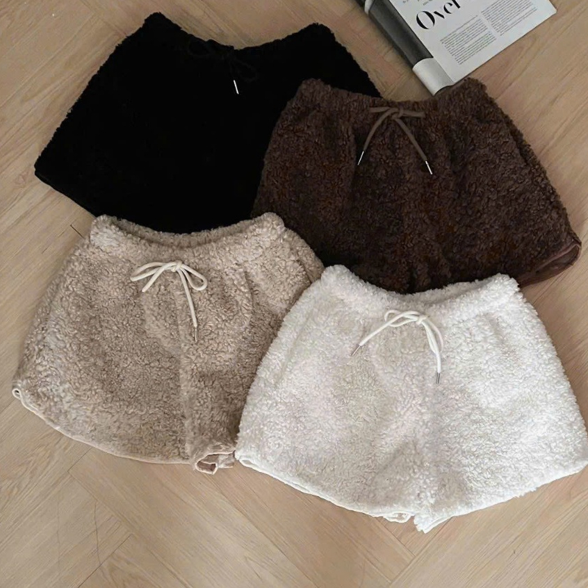 Quần Sooc Ống Rộng Lông Cừu Có Túi Hanni – Phong Cách Douyin Ulzzang, Mặc Nhà & Dạo Phố Siêu Xinh Joolate 311 P0K44