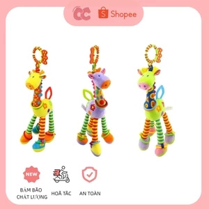 Lục Lạc Hươu Cao Cổ - Đồ chơi cầm tay & treo nôi/xe đẩy. Mềm mại, thân thiện da, phát triển giác quan. Cho bé 3 tháng+