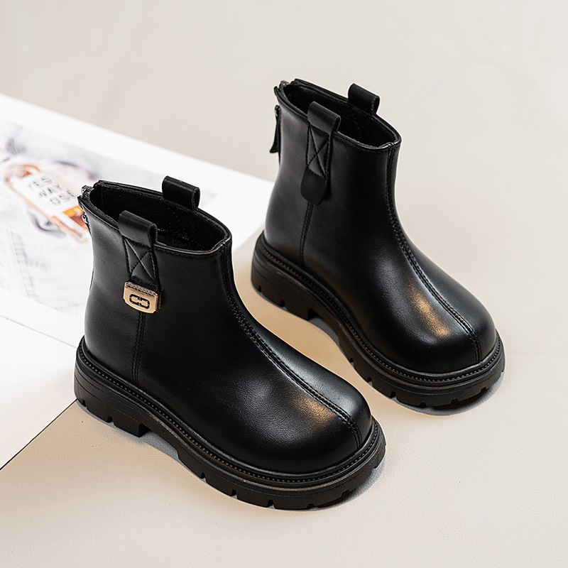 [M130] Bốt Bé Gái Cổ Ngắn Da Mềm Cao Cấp - Giày Boot Trẻ Em Phong Cách Hàn Quốc Khóa Kéo Sau Tiện Lợi (Size 26-37)