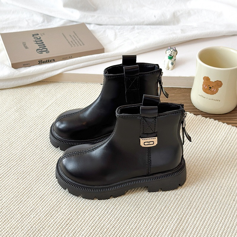 [M130] Bốt Bé Gái Cổ Ngắn Da Mềm Cao Cấp - Giày Boot Trẻ Em Phong Cách Hàn Quốc Khóa Kéo Sau Tiện Lợi (Size 26-37)