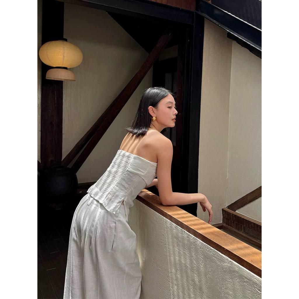 𝗝𝘂𝗹𝗶𝗮 𝗦𝗲𝘁 -Set Linen áo cup ngực chân váy tưng gân