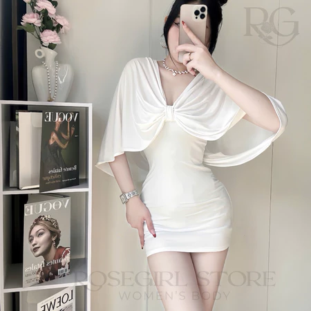 Váy nữ xinh 437 đầm nữ dự tiệc Đầm body lệch vai drape sang trọng – tôn dáng quyến rũ MẶC ĐƯỢC HAI KIỂU vải ladong mịn