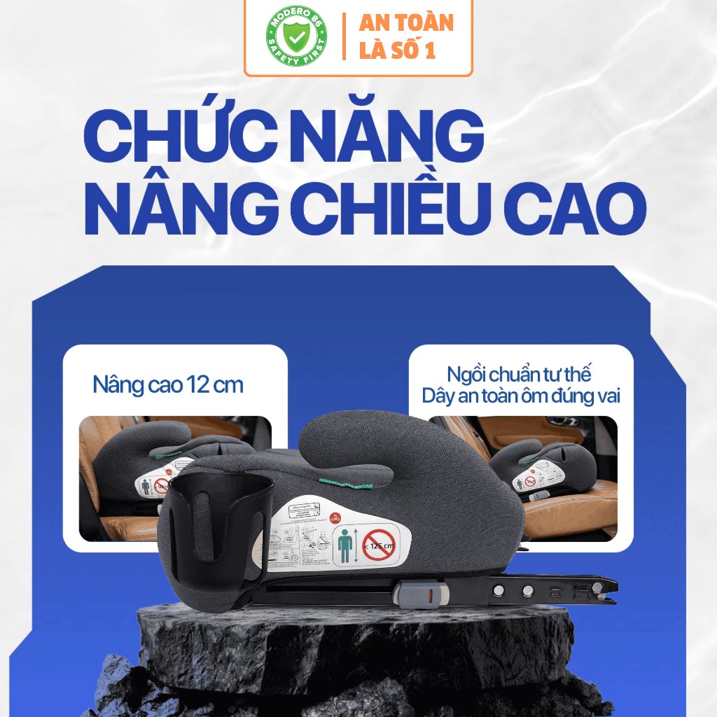 Ghế Ngồi Ô Tô Cho Bé BABYRO BOOSTER PLUS Isofix, Đệm Ngồi Ô Tô Cho Bé Ghế Cho Trẻ Ngồi Ô Tô