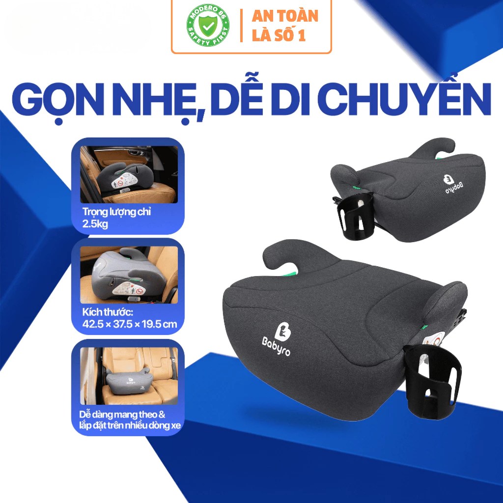Ghế Ngồi Ô Tô Cho Bé BABYRO BOOSTER PLUS Isofix, Đệm Ngồi Ô Tô Cho Bé Ghế Cho Trẻ Ngồi Ô Tô
