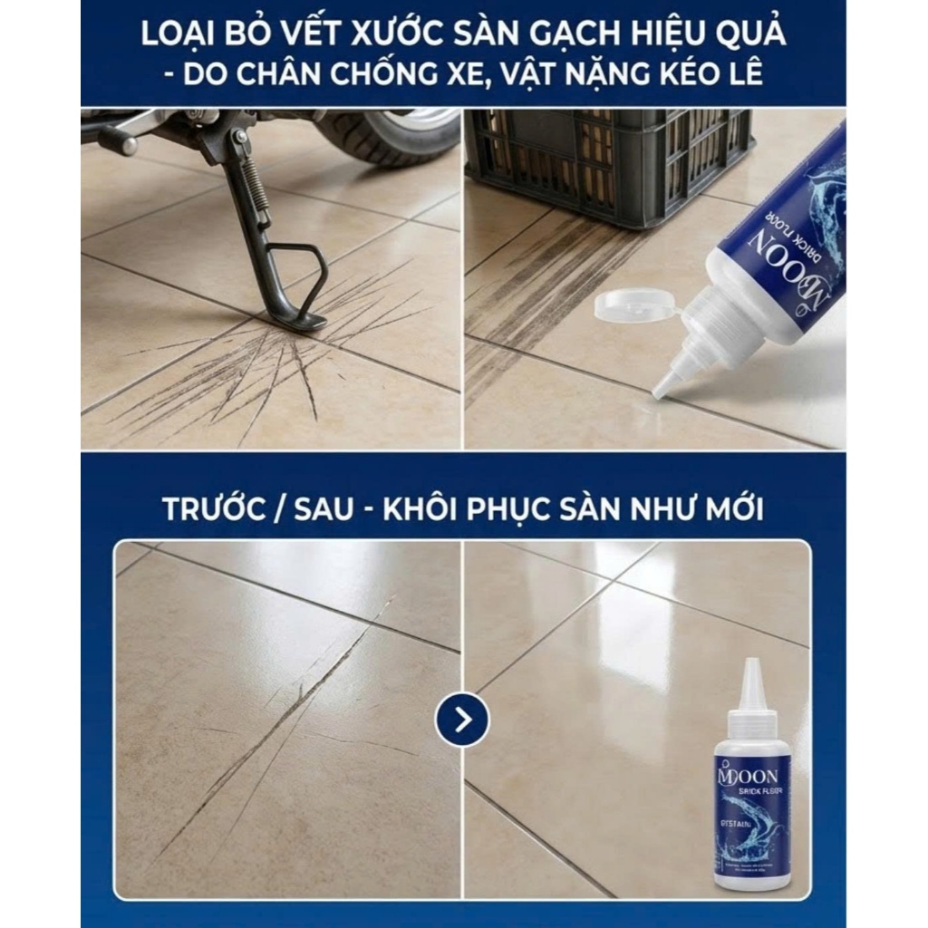 ( Combo 2 ) Xoá Vết Xước Đen Nền Gạch Moon 90ml Làm Giảm Trầy Xước Nền Gạch ( Không Bù Vết Xước Đã Âm Men