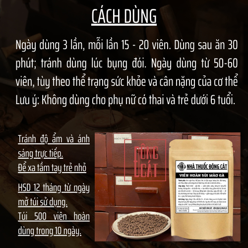 Thảo mộc thiên nhiên - Đông Cát Đường - Hoàn tán sùi mào gà, kháng khuẩn hpv, giảm ngứa, vi.êm, nóng rát - Túi 500 hoàn