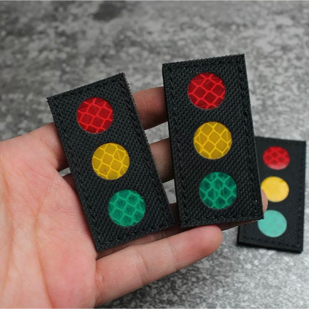 Patch_velcro đèn giao thông có phản quang dán quần áo_ba lô