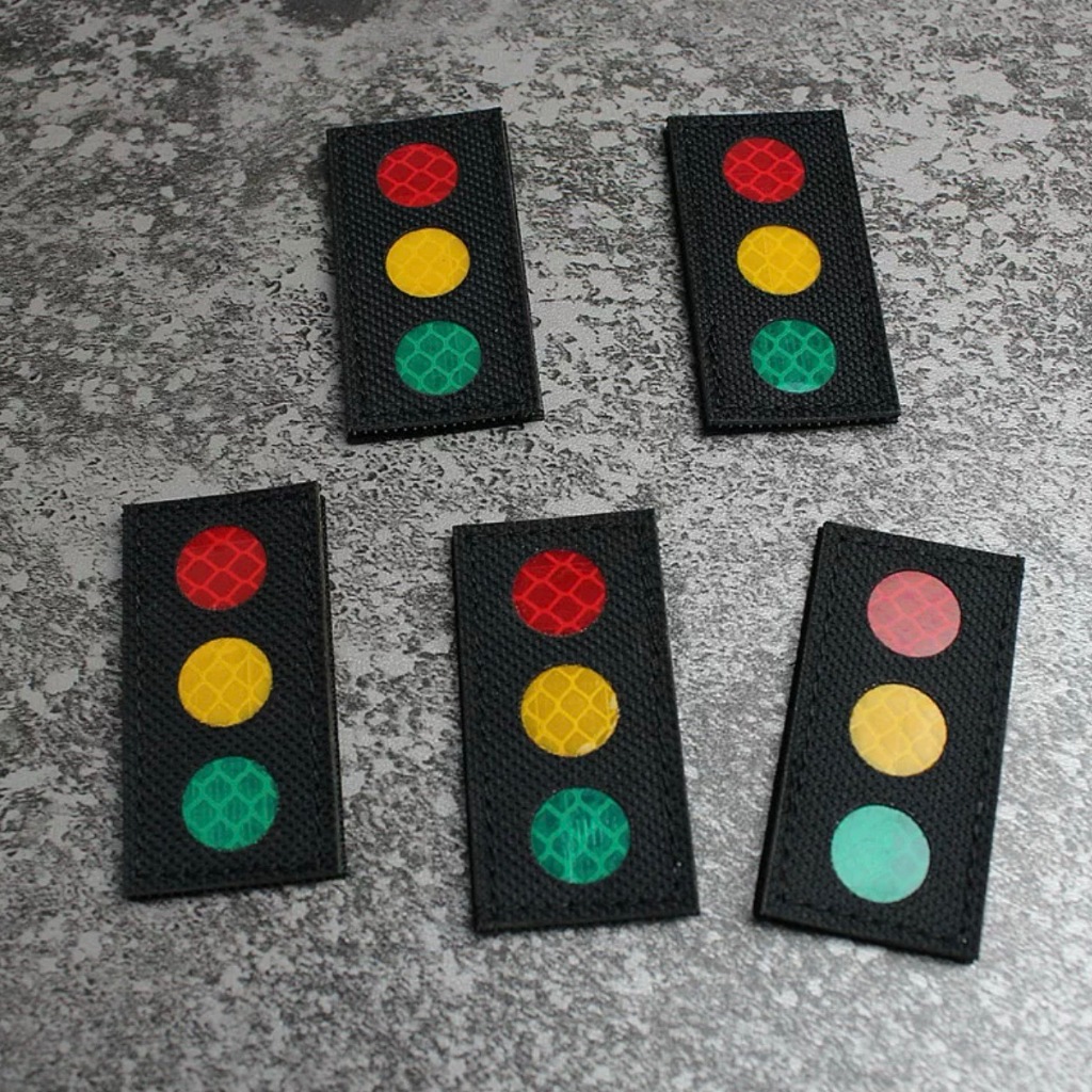 Patch_velcro đèn giao thông có phản quang dán quần áo_ba lô