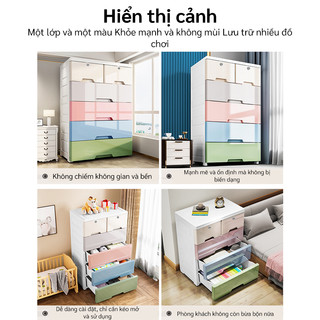 Tủ Ngăn Kéo Nhựa PP Dành Cho Nhà Chiều Rộng Tầng Đồ Tùy Chỉnh Màu Xám & Macaron