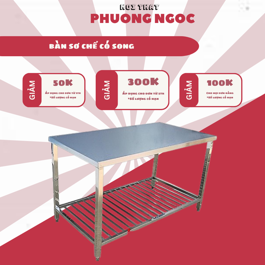bàn sơ chế inox hai tầng tấm ( nhận đặt hàng theo yêu cầu)