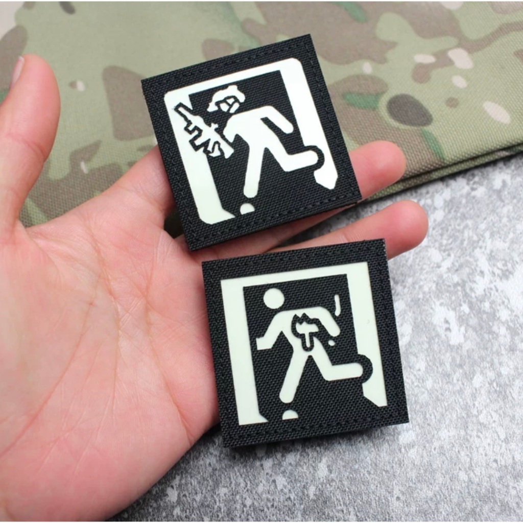 Patch_velcro Logo Exit_thoát ra an toàn dạ quang chiến thuật