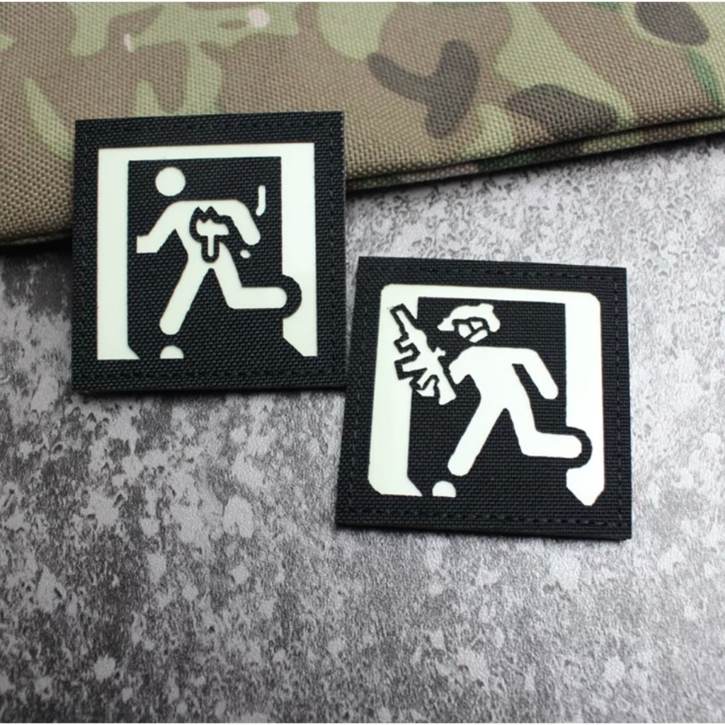 Patch_velcro Logo Exit_thoát ra an toàn dạ quang chiến thuật