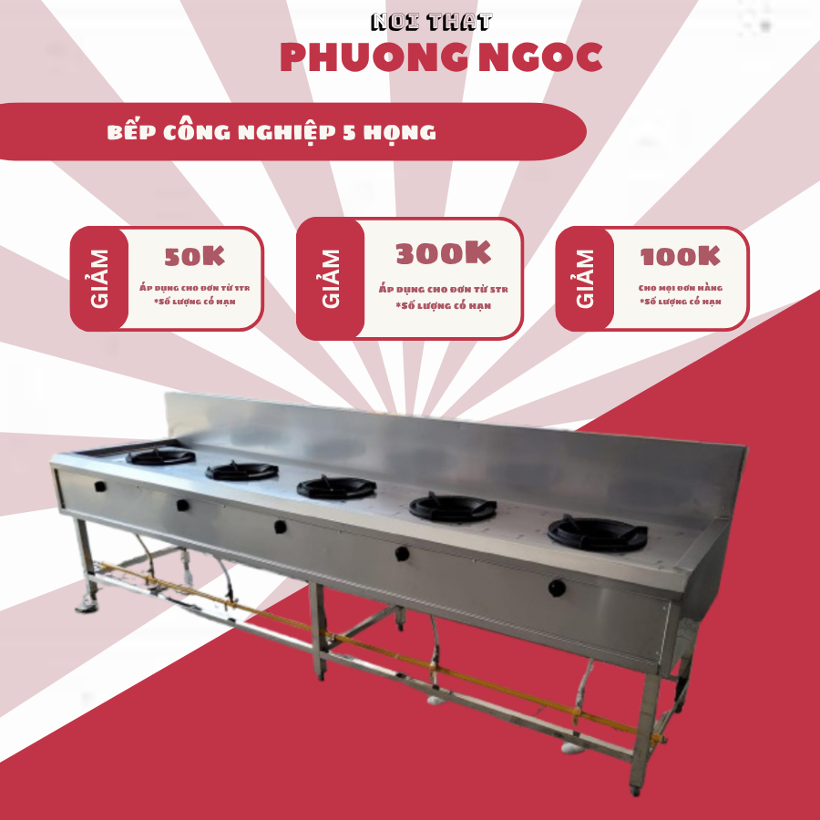 bếp ga công nghiệp  2.3.4.5.6  họng (sản xuất trực tiếp tại xưởng)