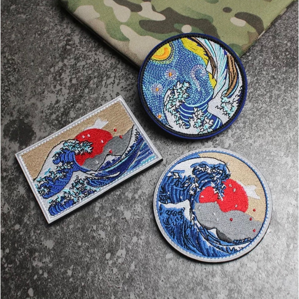Patch_velcro mặt trời mọc dán quần áo_ba lô túi xách _retro