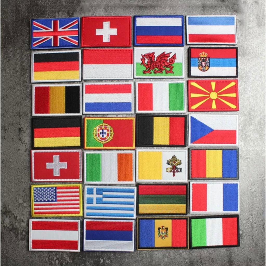 Patch vải velcro cờ 100 quốc gia dán ba lô, nón , quần áo , túi xách