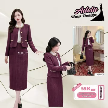 Váy Tiểu Thư ADELA DESIGN MDU5839 Set Vest Dạ Tweed Cao Cấp – Thanh Lịch & Quý Phái