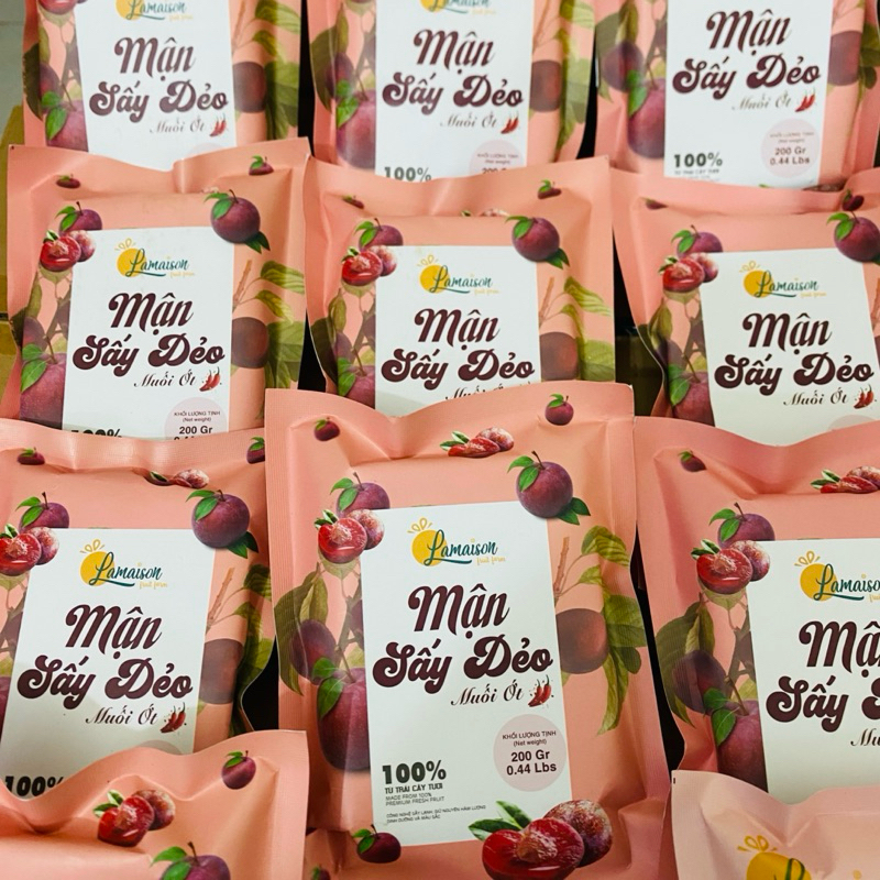 200gr Mận sấy dẻo Muối ớt 🌶️- 100% Trái Cây Tươi, Chua Cay Ngọt Đậm Vị - Đặc sản Tây Bắc