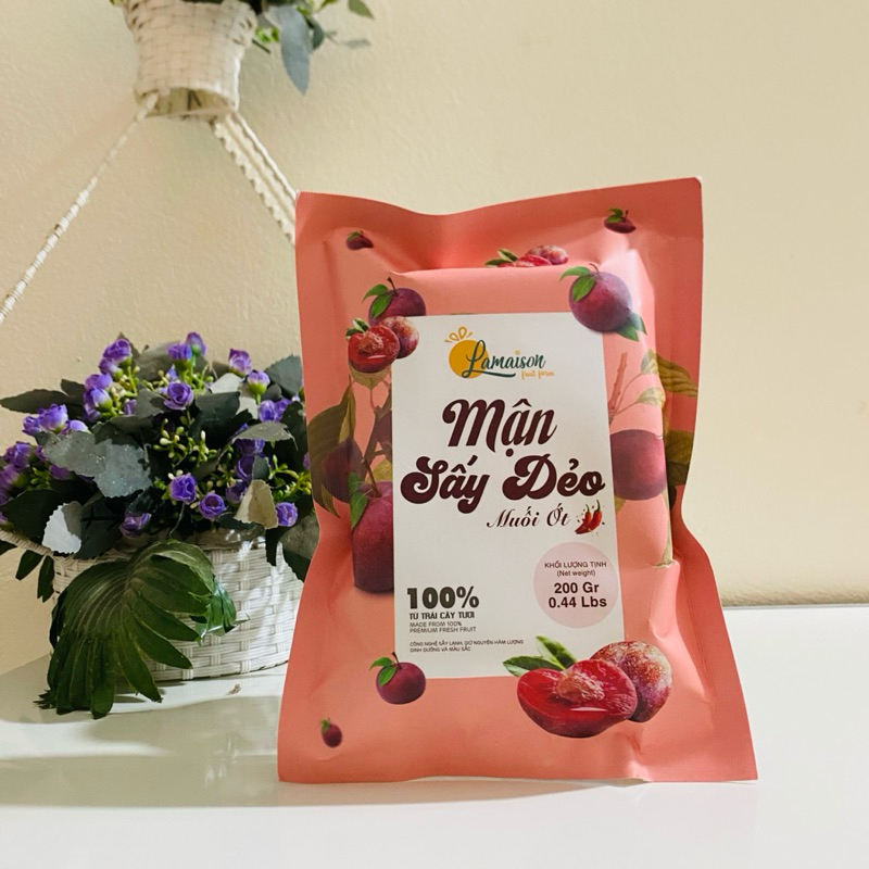 200gr Mận sấy dẻo Muối ớt 🌶️- 100% Trái Cây Tươi, Chua Cay Ngọt Đậm Vị - Đặc sản Tây Bắc