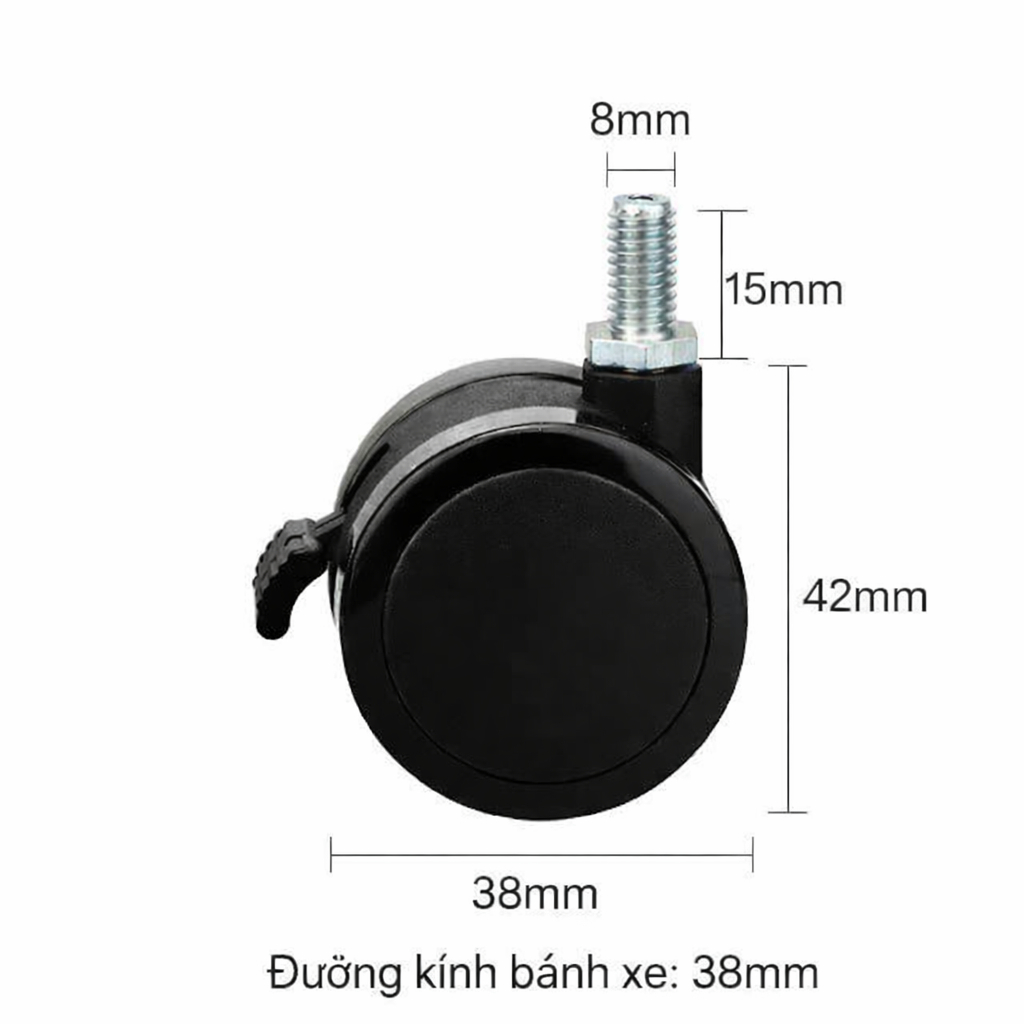 [Sẵn đồ lắp] Combo 04 bánh xe có phanh cho bàn ghế văn phòng Deskcaster