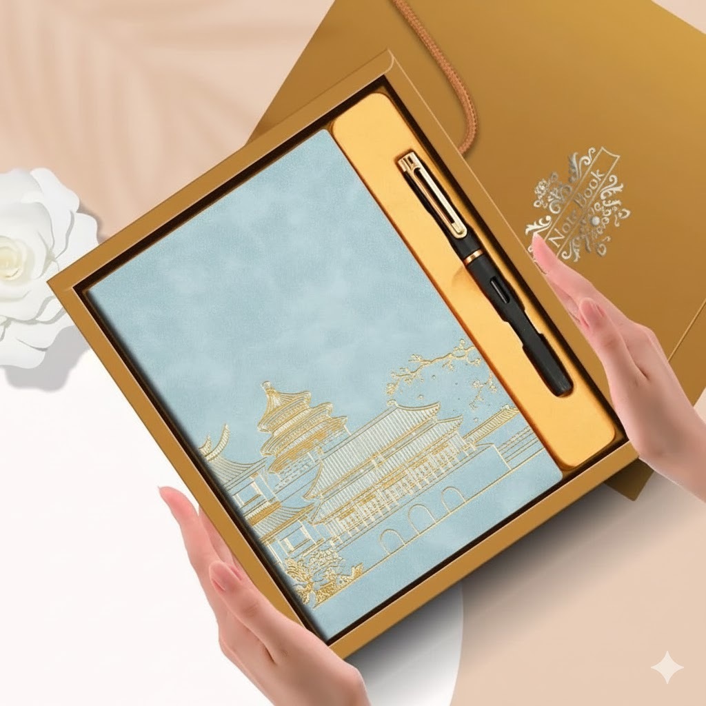 Bộ Sổ Tay A5 Cao Cấp Hộp Quà – Quà Tặng Văn Phòng & Sự Kiện Công Ty, Thiết Kế Cổ Điển