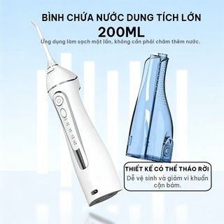 BH 24 Tháng/Máy Tăm Nước Sạc Không Dây Mang Đi Du Lịch 3 Chế Độ 3 Vòi Xịt Bình Nước Tháo Rời 200mL cho Người Niềng Răng