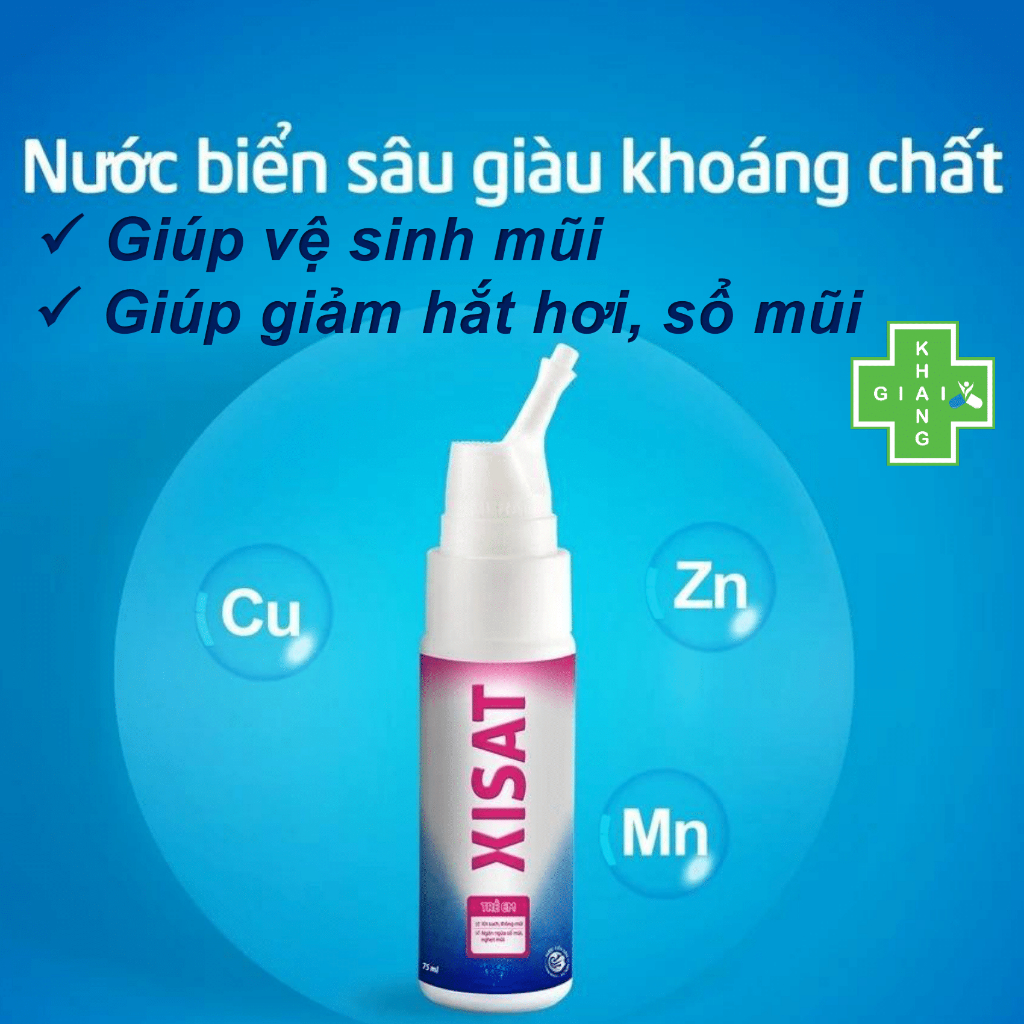 Xịt mũi nước biển sâu XISAT HỒNG dành cho trẻ em. Giúp vệ sinh mũi, ngừa sổ mũi, ngạt mũi và viêm xoang (Chai 75ml)