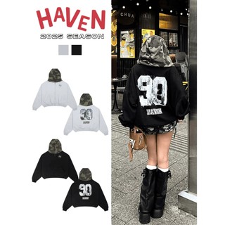 Áo Hoodies Zip , Áo Khoác Nỉ  Cotton From Boxy From Rộng in số 90 phối nón camo rằn ri Haven Studio chất nỉ cua dày dặn