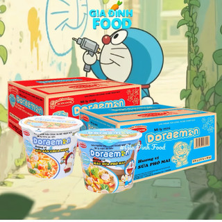 [THÙNG x12 Ly] Mì mini Doraemon vị Hải sản chua ngọt/ Hàu sữa Phô mai - 48gr