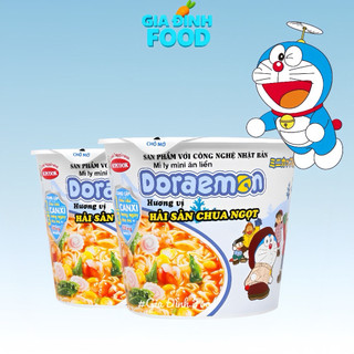 [THÙNG x12 Ly] Mì mini Doraemon vị Hải sản chua ngọt/ Hàu sữa Phô mai - 48gr