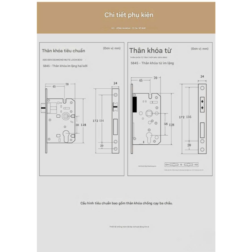 Product image Khóa Cửa Tay Gạt Hợp Kim Kẽm (Đồng Thau) Cao Cấp – Bền Đẹp, Chống Gỉ 6
