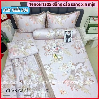🦚ĐẲNG CẤP🦚Trọn Bộ Chăn Ga Gối Lụa Lyocell 120s Nhập Khẩu Mềm Mát, Mẫu Thiết Kế _ Chăn Ga Sỉ HCM